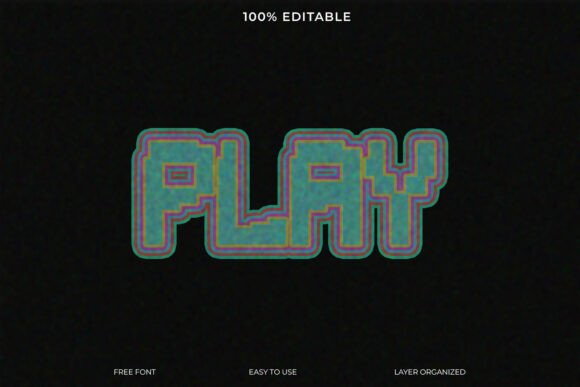 Pixelated Play Button Text Effect: Retro Neon Gaming Vibe