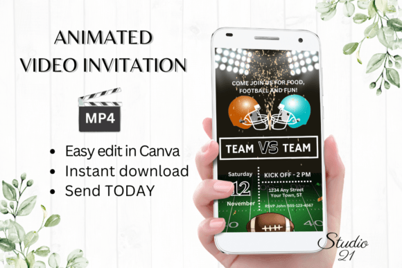Smartphone Football Game Invitation: A Digital Animated Video Template